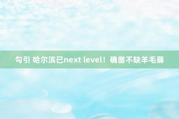 勾引 哈尔滨已next level！确凿不缺羊毛薅