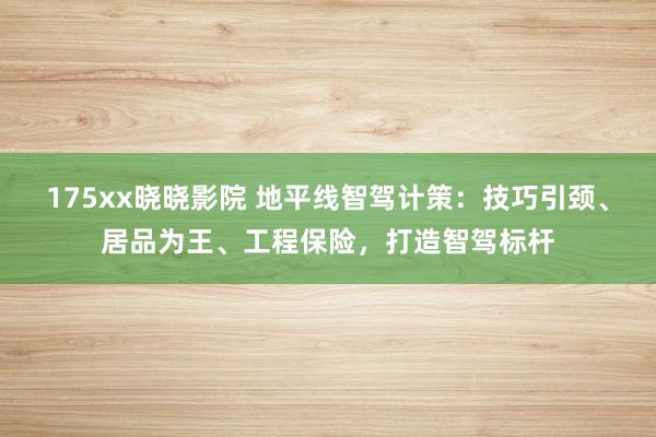 175xx晓晓影院 地平线智驾计策：技巧引颈、居品为王、工程保险，打造智驾标杆