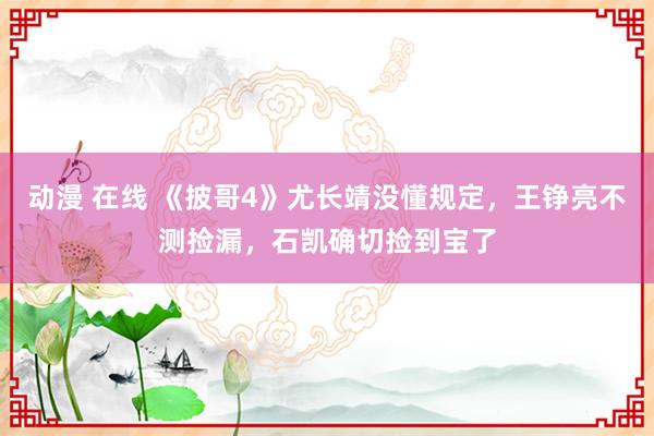 动漫 在线 《披哥4》尤长靖没懂规定，王铮亮不测捡漏，石凯确切捡到宝了