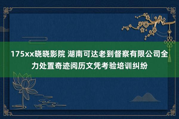 175xx晓晓影院 湖南可达老到督察有限公司全力处置奇迹阅历文凭考验培训纠纷