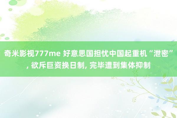 奇米影视777me 好意思国担忧中国起重机“泄密”， 欲斥巨资换日制， 完毕遭到集体抑制