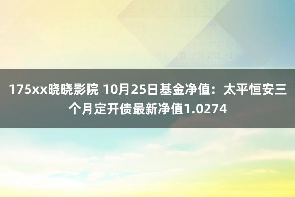 175xx晓晓影院 10月25日基金净值：太平恒安三个月定开债最新净值1.0274