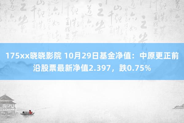 175xx晓晓影院 10月29日基金净值：中原更正前沿股票最新净值2.397，跌0.75%