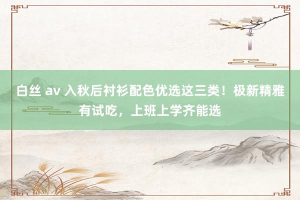 白丝 av 入秋后衬衫配色优选这三类！极新精雅有试吃，上班上学齐能选