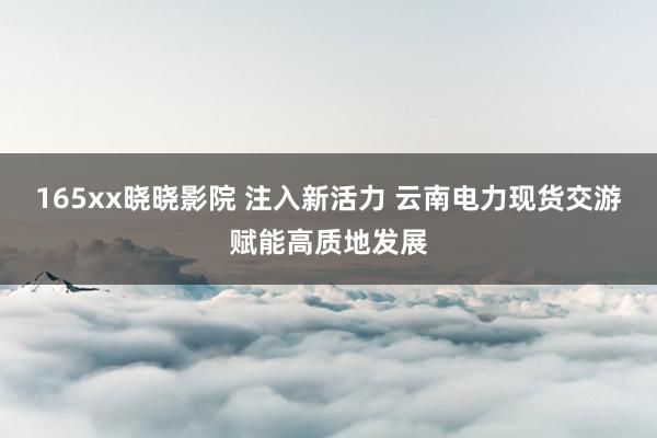 165xx晓晓影院 注入新活力 云南电力现货交游赋能高质地发展