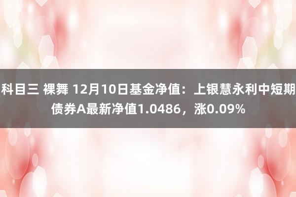 科目三 裸舞 12月10日基金净值：上银慧永利中短期债券A最新净值1.0486，涨0.09%