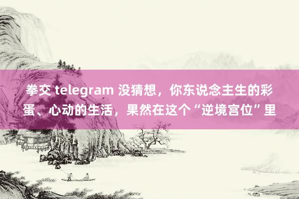 拳交 telegram 没猜想，你东说念主生的彩蛋、心动的生活，果然在这个“逆境宫位”里