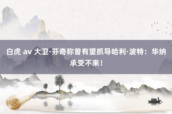 白虎 av 大卫·芬奇称曾有望抓导哈利·波特：华纳承受不来！